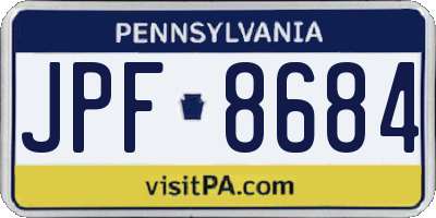PA license plate JPF8684