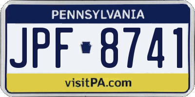 PA license plate JPF8741