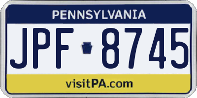 PA license plate JPF8745