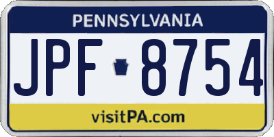 PA license plate JPF8754