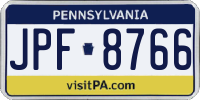 PA license plate JPF8766
