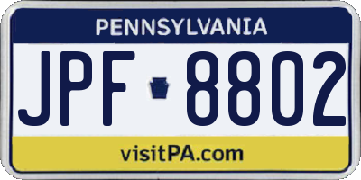PA license plate JPF8802