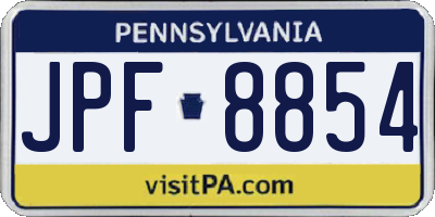 PA license plate JPF8854