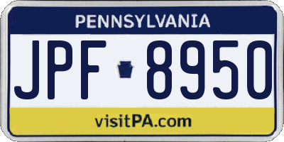 PA license plate JPF8950