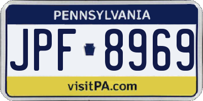 PA license plate JPF8969