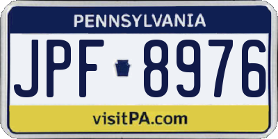 PA license plate JPF8976