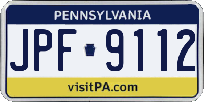 PA license plate JPF9112