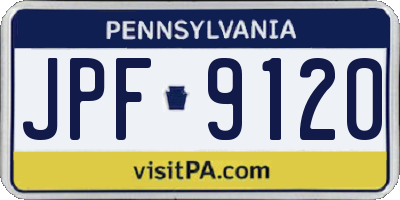 PA license plate JPF9120