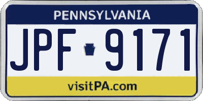 PA license plate JPF9171