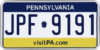 PA license plate JPF9191