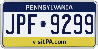 PA license plate JPF9299