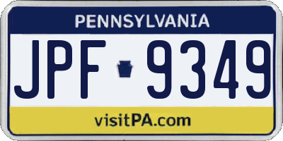 PA license plate JPF9349
