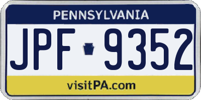 PA license plate JPF9352