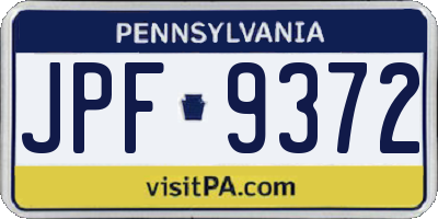 PA license plate JPF9372