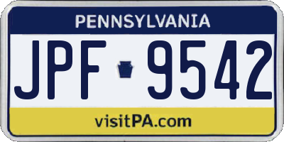 PA license plate JPF9542