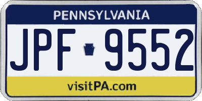 PA license plate JPF9552