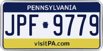 PA license plate JPF9779