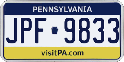 PA license plate JPF9833
