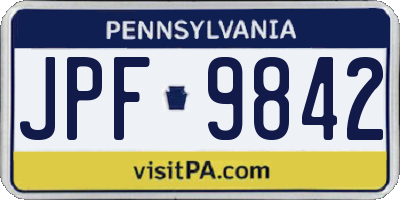 PA license plate JPF9842