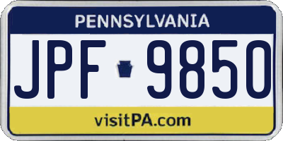 PA license plate JPF9850