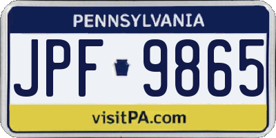 PA license plate JPF9865
