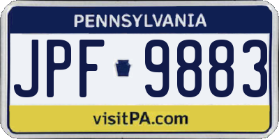 PA license plate JPF9883