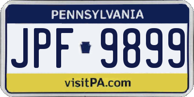 PA license plate JPF9899