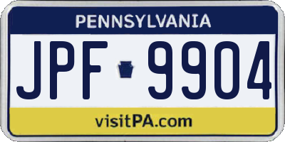 PA license plate JPF9904