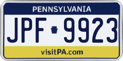 PA license plate JPF9923