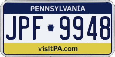 PA license plate JPF9948