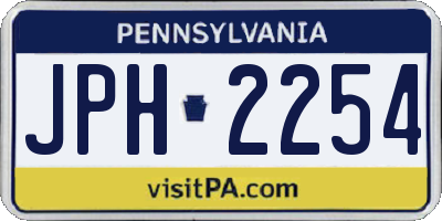 PA license plate JPH2254