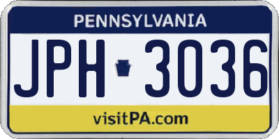 PA license plate JPH3036