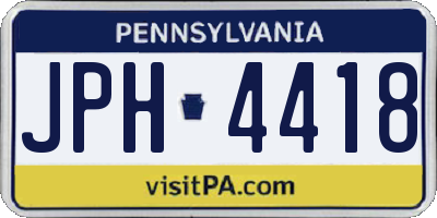 PA license plate JPH4418