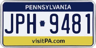 PA license plate JPH9481