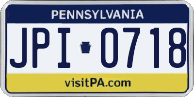 PA license plate JPI0718