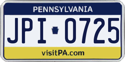 PA license plate JPI0725