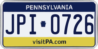PA license plate JPI0726