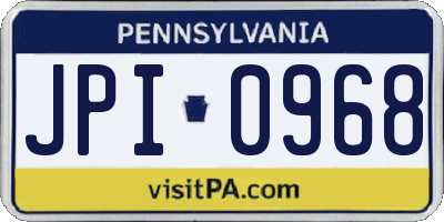 PA license plate JPI0968