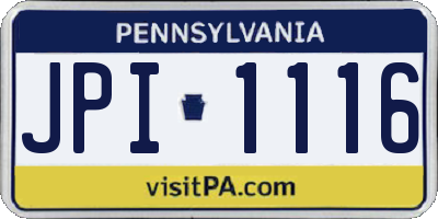 PA license plate JPI1116