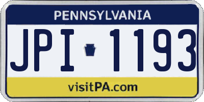 PA license plate JPI1193