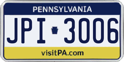 PA license plate JPI3006
