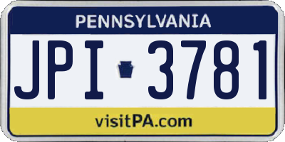 PA license plate JPI3781