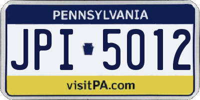 PA license plate JPI5012