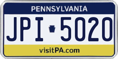 PA license plate JPI5020