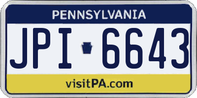 PA license plate JPI6643