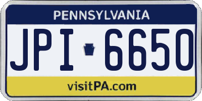PA license plate JPI6650