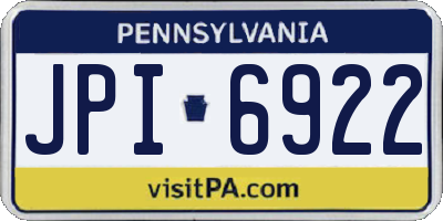 PA license plate JPI6922