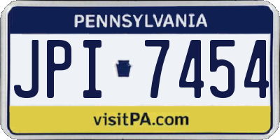 PA license plate JPI7454