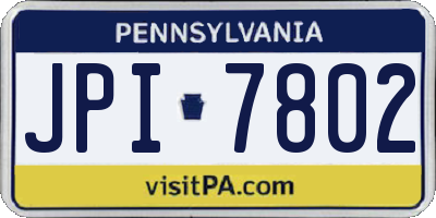 PA license plate JPI7802