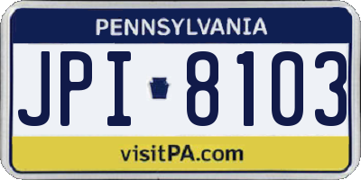 PA license plate JPI8103